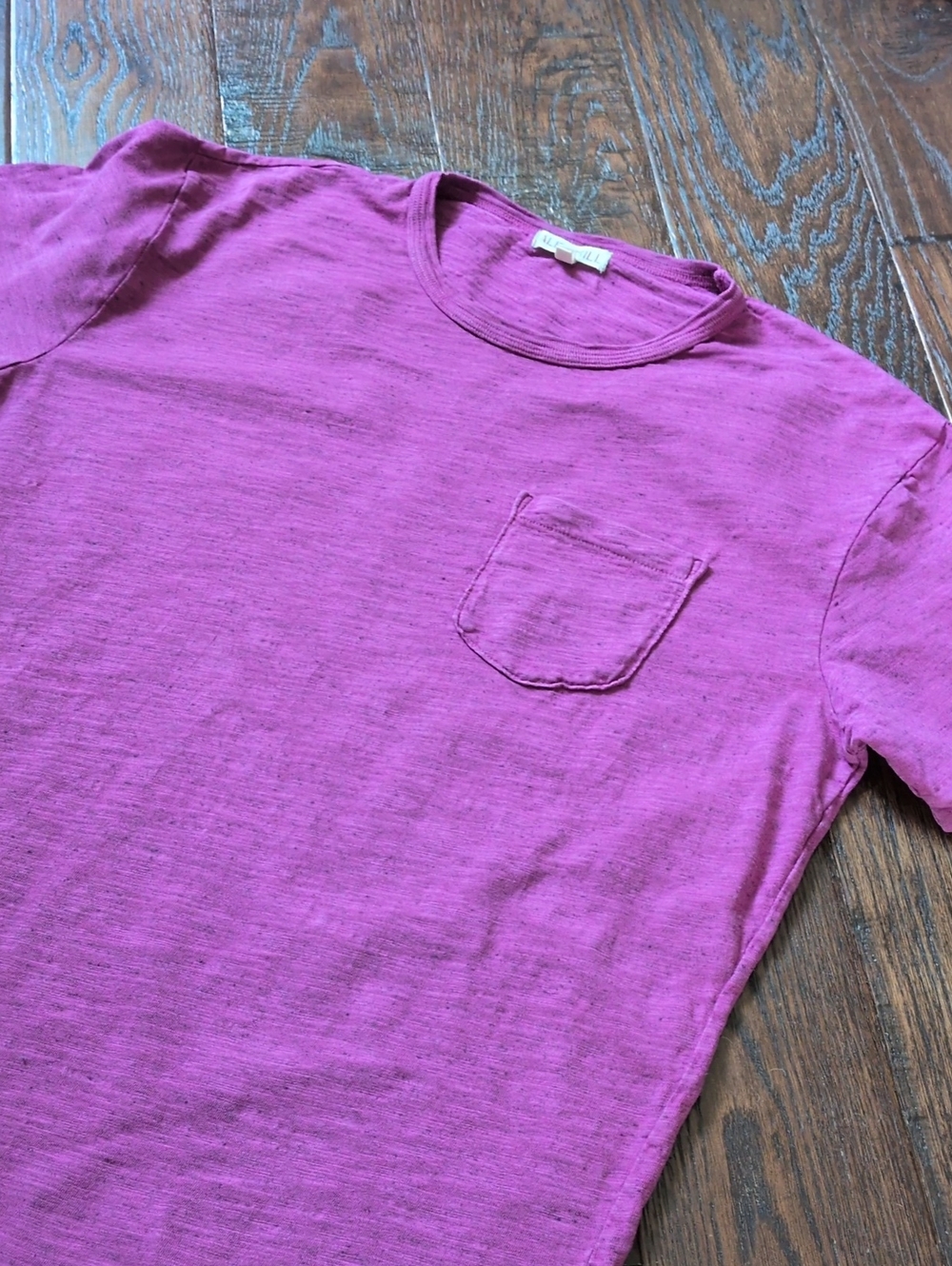 ALEX MILL I Dark Magenta Slub Cotton Standard Pocket Short Sleeve Crew Tee, M